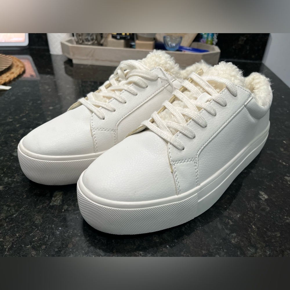 American Eagle Outfitters Cream Faux Fur Lined Sneakers